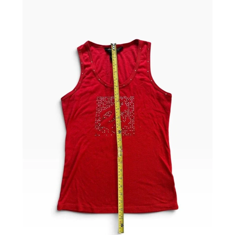 Rocawear Bedazzled Ribbed Tank Top Women's Large Red Y2K It Girl